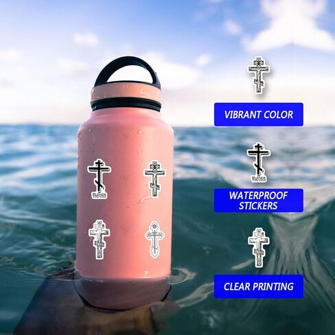 63pcs Orthodox Stickers Pack，Cute Cartoon Aesthetics Vinyl Waterproof Decals for Water Bottle, Laptop, Phone, Skateboard, Journaling for Party Supply Decor Favor in Saudi Arabia