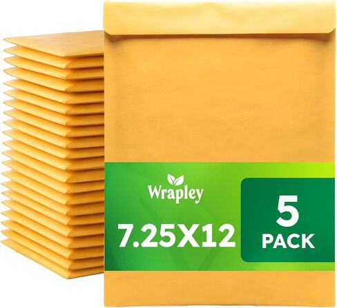 7.25 × 12 بوصة كرافت فقاعات ميلر، 5 عبوات مظاريف مبطنة، مظاريف فقاعات لاصقة ذاتية الغلق للشحن والتعبئة الآمنة in Kuwait
