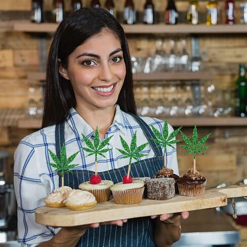 12 pcs Leaf Cupcake Toppers - Have a Dope Birthday Cake Topper- Cake Decorations for Men Women Marijuana Them 420 Birthday Party Supplies Green in Saudi Arabia