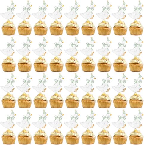 36Pcs Goose Cupcake Toppers, Silly Goose Cake Topper Decorations for Baby Shower and Birthday Parties, Green Silly Goose Cupcake Toppers for Themed Celebrations in Saudi Arabia