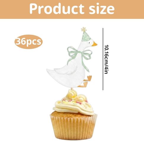 36Pcs Goose Cupcake Toppers, Silly Goose Cake Topper Decorations for Baby Shower and Birthday Parties, Green Silly Goose Cupcake Toppers for Themed Celebrations in Saudi Arabia