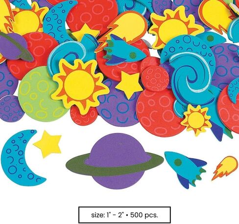 أشكال مساحة لاصقة إسفنجية رائعة من Fun Express - VBS 2026 لوازم/ديكورات مدرسة الكتاب المقدس للعطلات - الحرف اليدوية للأطفال والأنشطة المنزلية الممتعة in Kuwait