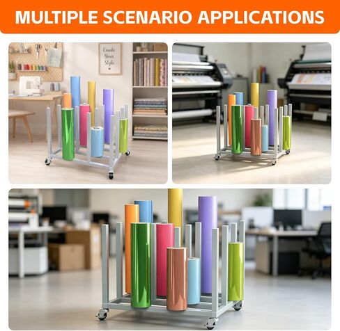 Large Mobile Blueprint Storage Cart-16 Rolls, Heavy-Duty Lockable Wrapping Paper Storage Cart for Vinyl Roll Wallpaper/Fabric/Butcher Paper Organization in Saudi Arabia
