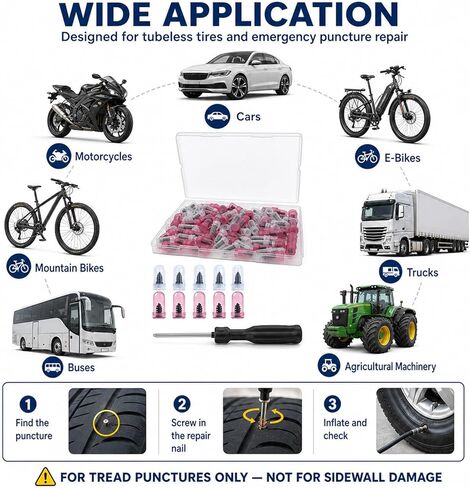 20 Pcs Tire Plug Kit, Screw in Repair Plugs with Screwdriver and Storage Case, Rubber Nail Set for Tubeless Punctures, Emergency Fix for Cars, Motorcycles, Trucks, Bikes (20) in Saudi Arabia