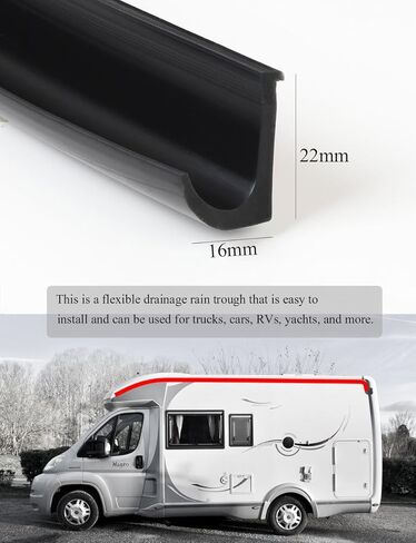 XmuxHai RV Rain Gutter Silicone Rubber J-Shape (Black 16FT) in Saudi Arabia