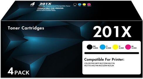 201X Toner Cartridges 4 Pack High Yield Compatible for HP 201A 201X Toner for Color LaserJet Pro MFP M277dw M277n M252dw M252n M277c6 M277 Printer Ink ( Black Cyan Magenta Yellow ) in Saudi Arabia