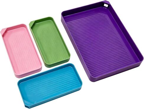 4 Pcs Diamond Art Trays & Rhinestone Sorting Trays, Large Plastic Bead Organizer for Diamond Painting, DIY Crafts and Jewelry Making Accessories in Saudi Arabia