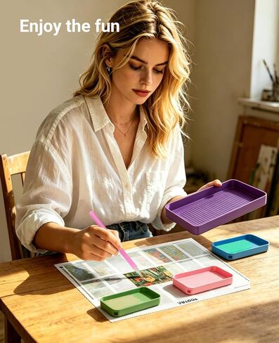 4 Pcs Diamond Art Trays & Rhinestone Sorting Trays, Large Plastic Bead Organizer for Diamond Painting, DIY Crafts and Jewelry Making Accessories in Saudi Arabia