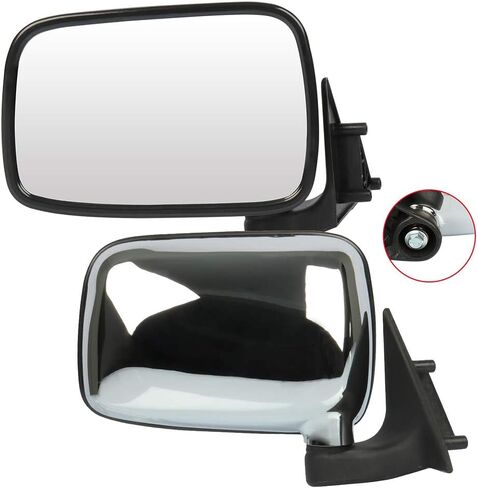 Manual Folding Chrome Driver and Passenger Side Mirror Compatible with 1987-1993 for Mazda B2200 Left and Right Side View Mirror Manual Adjustment Chrome in Saudi Arabia