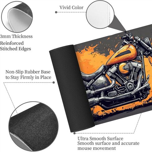 Motorcycle Mouse Pad Large Vintage Comic Ink Mousepad XL Large Gaming Mouse Pad Laptop Keyboard Mat Desk Pad Great for Work-from-Home or Office Use 31.5x11.8 Inch in Kuwait