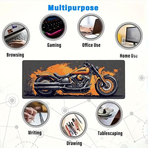 Motorcycle Mouse Pad Large Vintage Comic Ink Mousepad XL Large Gaming Mouse Pad Laptop Keyboard Mat Desk Pad Great for Work-from-Home or Office Use 31.5x11.8 Inch in Kuwait