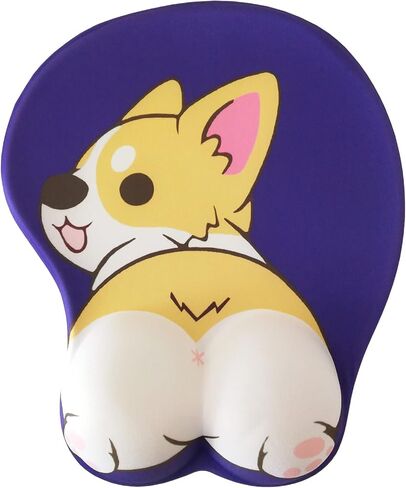 Kawaii Fun Dog Mouse Pad Cute Computer Mouse Pads Gaming Mouse Mat Ergonomic 3D Mouse Pad with Gel Wrist Support Light Blue in Saudi Arabia