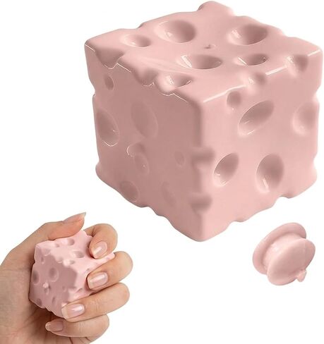 2.7 Inch Cheese Squishy, Big Cheese Squishy for Mood Relief and Focus Improvement, Cheese Block Squishy with Soft Texture, Squeeze Cheese Sensory Tool, Large Pink Cheese Stress Tool in Saudi Arabia