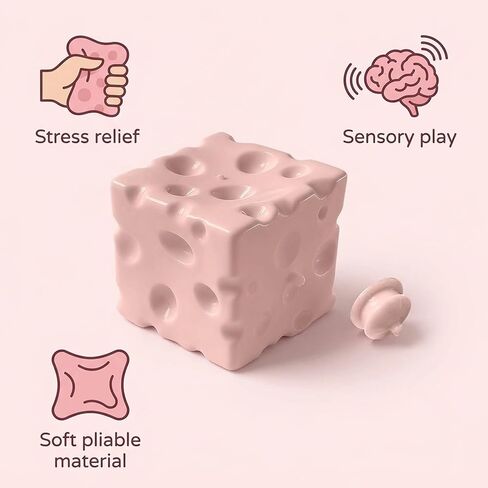 2.7 Inch Cheese Squishy, Big Cheese Squishy for Mood Relief and Focus Improvement, Cheese Block Squishy with Soft Texture, Squeeze Cheese Sensory Tool, Large Pink Cheese Stress Tool in Saudi Arabia