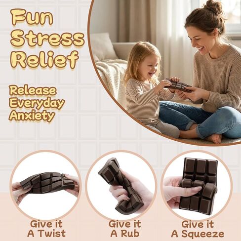 Squishy Chocolate Squeeze Toys for Kids Adults, Slow Rising Black Chocolate Stress Balls for Boys Girls, Ultra Soft Handmade Food Sensory Fidget Toys Anxiety Relief for ADHD/ADD/Autism, Ideal Gifts in Saudi Arabia