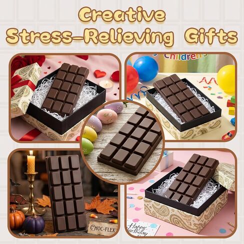 Squishy Chocolate Squeeze Toys for Kids Adults, Slow Rising Black Chocolate Stress Balls for Boys Girls, Ultra Soft Handmade Food Sensory Fidget Toys Anxiety Relief for ADHD/ADD/Autism, Ideal Gifts in Saudi Arabia