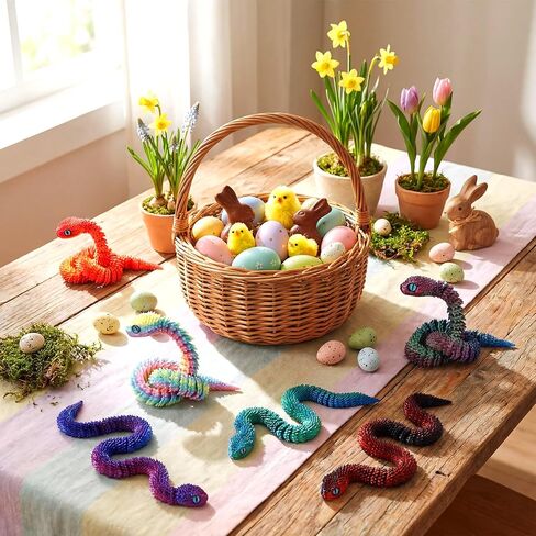 6 Pcs 12in 3D Printed Snake Toys Flexible 3D Printed Animal Relax Anxiety Rainbow Snake Fidget Figurines for Adults Games Gifts Animal Collectors, Party Favors, Birthday (Pastel Color) in Saudi Arabia