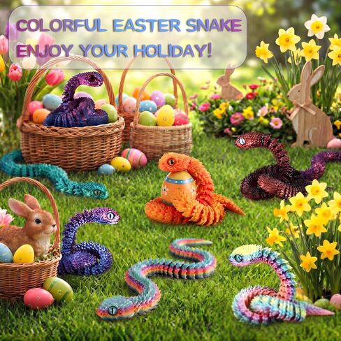 6 Pcs 12in 3D Printed Snake Toys Flexible 3D Printed Animal Relax Anxiety Rainbow Snake Fidget Figurines for Adults Games Gifts Animal Collectors, Party Favors, Birthday (Pastel Color) in Saudi Arabia