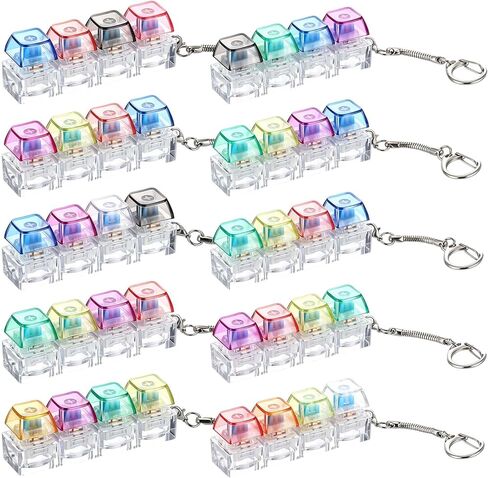 VioraWhite 10 قطع لوحة المفاتيح Fidget Keychain Fidget Keyboard Clicker القلق تخفيف الضغط زر الإصبع الفرس لهدايا المكتب البالغين لتخفيف التوتر (مختلط الألوان) in Kuwait