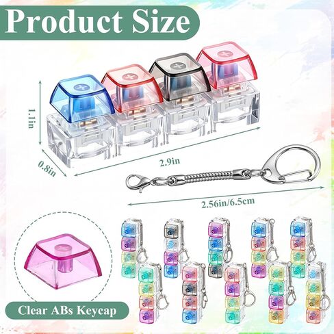 VioraWhite 10 قطع لوحة المفاتيح Fidget Keychain Fidget Keyboard Clicker القلق تخفيف الضغط زر الإصبع الفرس لهدايا المكتب البالغين لتخفيف التوتر (مختلط الألوان) in Kuwait