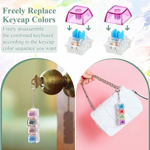 VioraWhite 10 قطع لوحة المفاتيح Fidget Keychain Fidget Keyboard Clicker القلق تخفيف الضغط زر الإصبع الفرس لهدايا المكتب البالغين لتخفيف التوتر (مختلط الألوان) in Kuwait