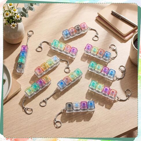 VioraWhite 10 قطع لوحة المفاتيح Fidget Keychain Fidget Keyboard Clicker القلق تخفيف الضغط زر الإصبع الفرس لهدايا المكتب البالغين لتخفيف التوتر (مختلط الألوان) in Kuwait
