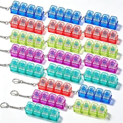 VioraWhite 10 قطع لوحة المفاتيح Fidget Keychain Fidget Keyboard Clicker القلق تخفيف الضغط زر الإصبع الفرس لهدايا المكتب البالغين لتخفيف التوتر (مختلط الألوان) in Kuwait