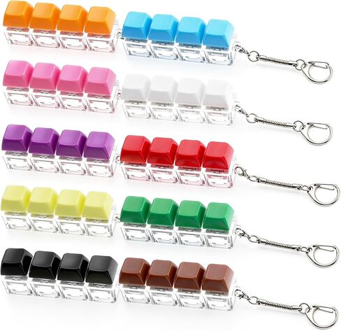 VioraWhite 10 قطع لوحة المفاتيح Fidget Keychain Fidget Keyboard Clicker القلق تخفيف الضغط زر الإصبع الفرس لهدايا المكتب البالغين لتخفيف التوتر (مختلط الألوان) in Kuwait