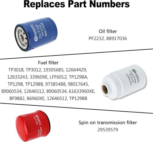 Diesel 6.6L Duramax Filter Kit Compatible with Chevy Silverado/GMC Sierra 2500 3500 HD 2001-2016 Replace# Fuel Filter TP3018, Oil Filter PF2232, Transmission Filters 29539579 in Kuwait