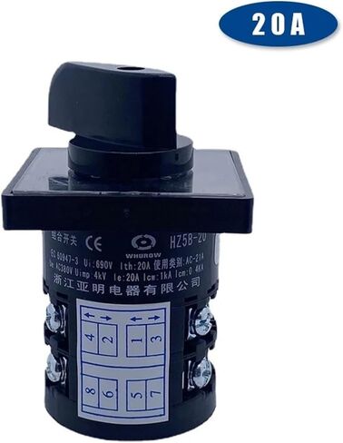 Two Position HZ5B-20/2 Changeover Rotary Cam Switch 20A 2 Poles 8 Terminals Silver Contact Control Circuit in Saudi Arabia