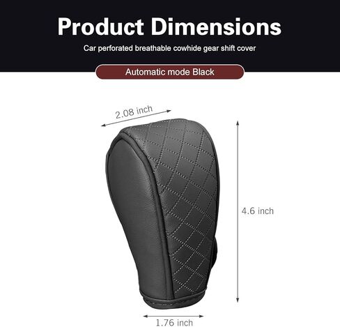 Leather Car Gear Shift Cover, Anti-Slip Breathable Gear Stick Shift Knob Cover, Durable Gear Shifter Stick Protector, Universal for Car, SUV, Truck (Black) in Kuwait