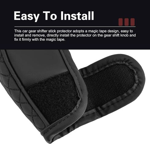 Leather Car Gear Shift Cover, Anti-Slip Breathable Gear Stick Shift Knob Cover, Durable Gear Shifter Stick Protector, Universal for Car, SUV, Truck (Black) in Kuwait
