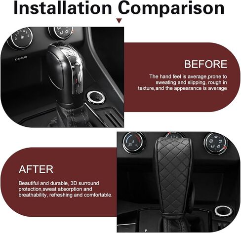 Leather Car Gear Shift Cover, Anti-Slip Breathable Gear Stick Shift Knob Cover, Durable Gear Shifter Stick Protector, Universal for Car, SUV, Truck (Black) in Kuwait