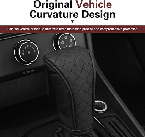 Leather Car Gear Shift Cover, Anti-Slip Breathable Gear Stick Shift Knob Cover, Durable Gear Shifter Stick Protector, Universal for Car, SUV, Truck (Black) in Kuwait