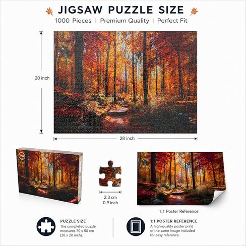 Jigsaw Puzzles for Adults 1000 Pieces Puzzles Impossible Hard Difficult Challenging Puzzles for Teens Autumn Maple Leaves Forest Tree Landscape Jigsaw Puzzle 1000 Pieces 28 x 20 inch in Saudi Arabia