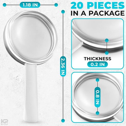 20 Pcs Mini Magnifying Glass Bulk Size 2.36" x 1.18" – 3X Plastic Small Magnifying Glass – Lightweight, Durable, Impact-Resistant | Usable for Clear Vision, Easy Use, Portable Ideal for Everyday Carry in Saudi Arabia