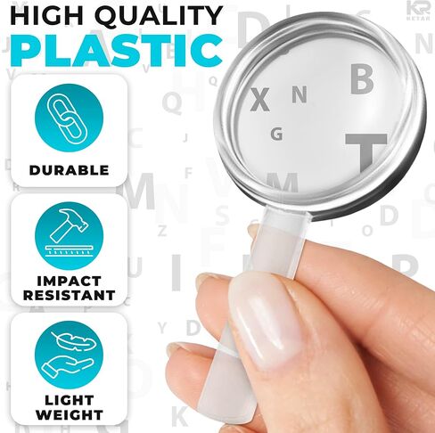 20 Pcs Mini Magnifying Glass Bulk Size 2.36" x 1.18" – 3X Plastic Small Magnifying Glass – Lightweight, Durable, Impact-Resistant | Usable for Clear Vision, Easy Use, Portable Ideal for Everyday Carry in Saudi Arabia