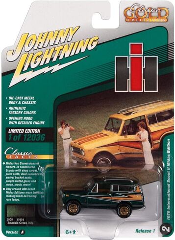 1979 International Scout II Midas Edition Emerald Green Met w/Graphics Classic Gold Collection Ltd Ed 1/64 Diecast Johnny Lightning JLSP223 A in Kuwait