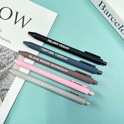 Funny Crime Ballpoint Pen Set, with Hilarious Lawyer & Criminal Sayings, Perfect Office Gag Gifts for Attorneys, Law Students & True Crime Fans, Gag Gifts (Criminal pens) in Saudi Arabia