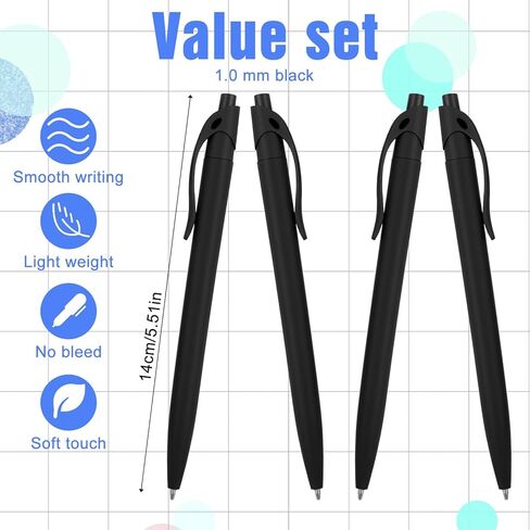 200pack Retractable Black Click Pens Bulk Medium Point Ballpoint Pens, 1.0mm Smooth Black Ink Pen Bulk for Journaling School Office Supplies in Saudi Arabia