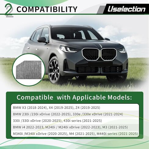 Cabin Air Filter for BMW X3 (2018-2024), X4 330i Z4 (2019-2025),i4 230i (2022-2025),M340i M440i 430i M3 M4 (2021-2025), 330e(2021-2024), IX3 (2021-2022), GR Supra, Replaces for 64119382885 CAF15031C in Saudi Arabia