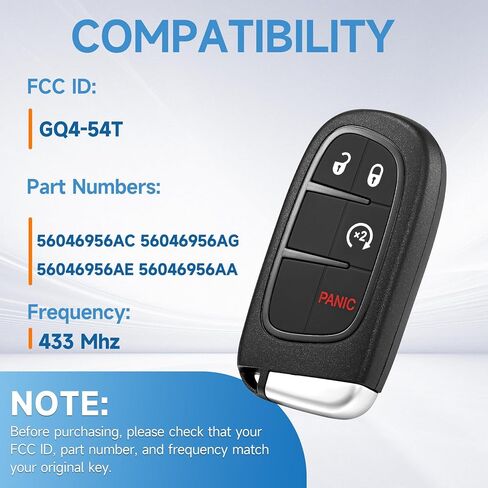 Smart Key Fob Replacement Fits for Dodge Ram 1500 2500 3500 2013 2014 2015 2016 2017 2018 Proximity Keyless Entry Remote Control 433 Mhz GQ4-54T in Saudi Arabia