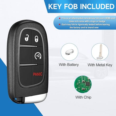Smart Key Fob Replacement Fits for Dodge Ram 1500 2500 3500 2013 2014 2015 2016 2017 2018 Proximity Keyless Entry Remote Control 433 Mhz GQ4-54T in Saudi Arabia
