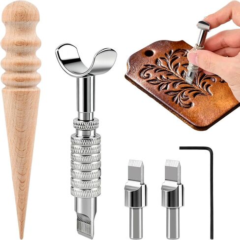 Leather Swivel Knife, Leather Craft Carving Tool, Rotary Knife with Ceramic Blade and 3 Replaceable Blades, for Engraving and Stamping, Professional DIY Craft Tool in Saudi Arabia