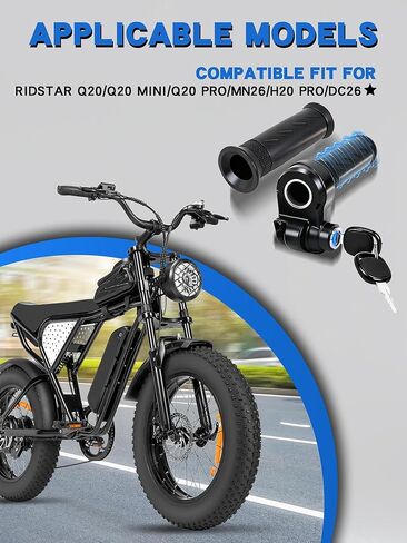 Ebike Full Twist Throttle Grip with 2 Keys Compatible Fit for Ridstar Q20/Q20 Pro Lite E-Bike, Electric Bike Throttle Smooth Acceleration Control Easy Installation in Kuwait