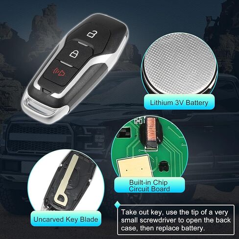 X AUTOHAUX 315MHz M3N-A2C31243800 Replacement Smart Proximity Keyless Entry Remote Key Fob for Ford Explorer 2016-2017 for for Ford F-150 2015-2017 3 Buttons with Door Key 49 Chip in Kuwait