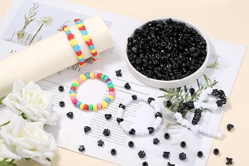 XIANNVXI Black Shaped Pony Beads 500pcs Star Butterfly Heart Flower Black Bead for Jewelry Making Necklace Friendship Bracelets Craft Hair Kandi Beaded in Saudi Arabia