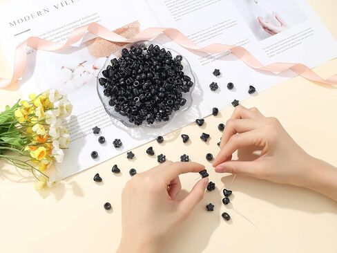 XIANNVXI Black Shaped Pony Beads 500pcs Star Butterfly Heart Flower Black Bead for Jewelry Making Necklace Friendship Bracelets Craft Hair Kandi Beaded in Saudi Arabia