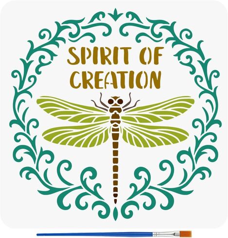 FINGERINSPIRE Branch and Crow Pattern Stencils with a Brush 11.8x11.8inch Tree and Bird Painting Stencils PET Animal Themes Template for Painting on Wood Floor Tile Wall Furniture Scrapbook DIY in Kuwait