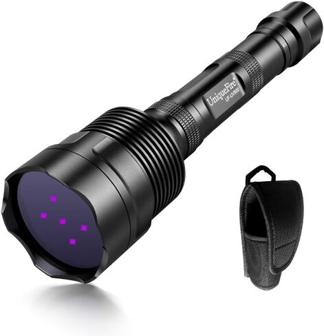 UniqueFire 365nm Black Light UV Flashlight with 5 LEDs Professional UV Light, 50W Powerful Blacklight Flashlight Rechargeable for Pet Urine Finding & Mineral, Antique Detection, Scorpion Search, etc in Saudi Arabia